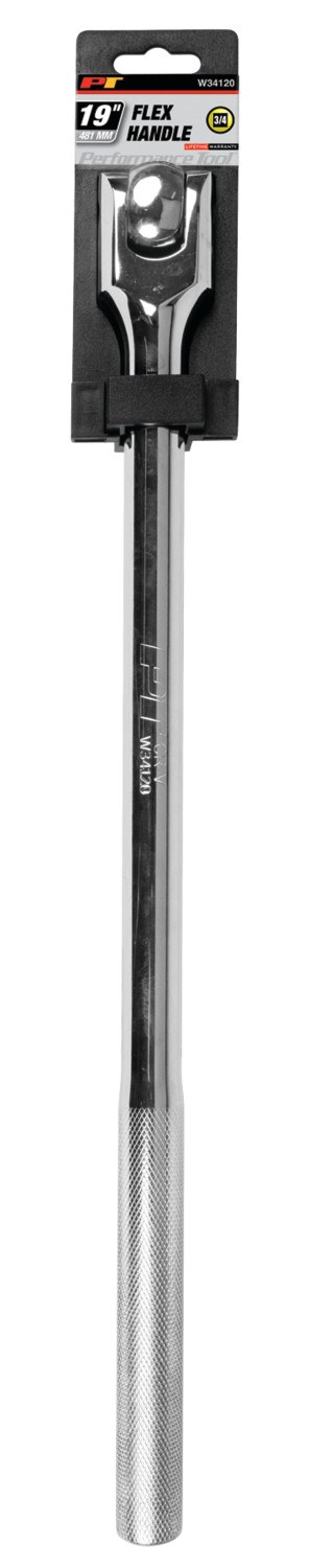 Performance Tool Breaker Bar, Non-Ratcheting Head, 3/4 Inch Drive, 19 Inch Length, With Swivel Head, Chrome Plated – W34120