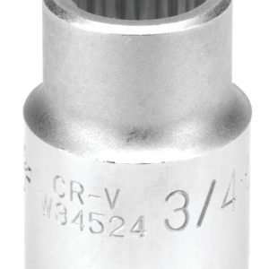 Performance Tool Socket, 3/4 Inch Drive, Standard, 12 Point, Polished Nickel Chrome Plated, Vanadium Alloy Steel, Single – W34524