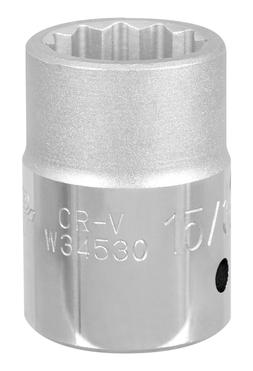 Performance Tool Socket, 3/4 Inch Drive, 15/16 Inch, Standard, 12 Point, Polished Nickel Chrome Plated, Vanadium Alloy Steel, Single – W34530