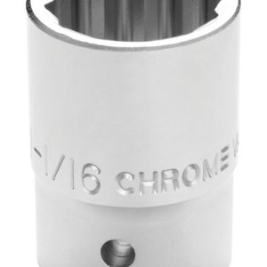 Performance Tool Socket, 3/4 Inch Drive, 1-1/16 Inch, Standard, 12 Point, Polished Nickel Chrome Plated, Vanadium Alloy Steel, Single – W34534