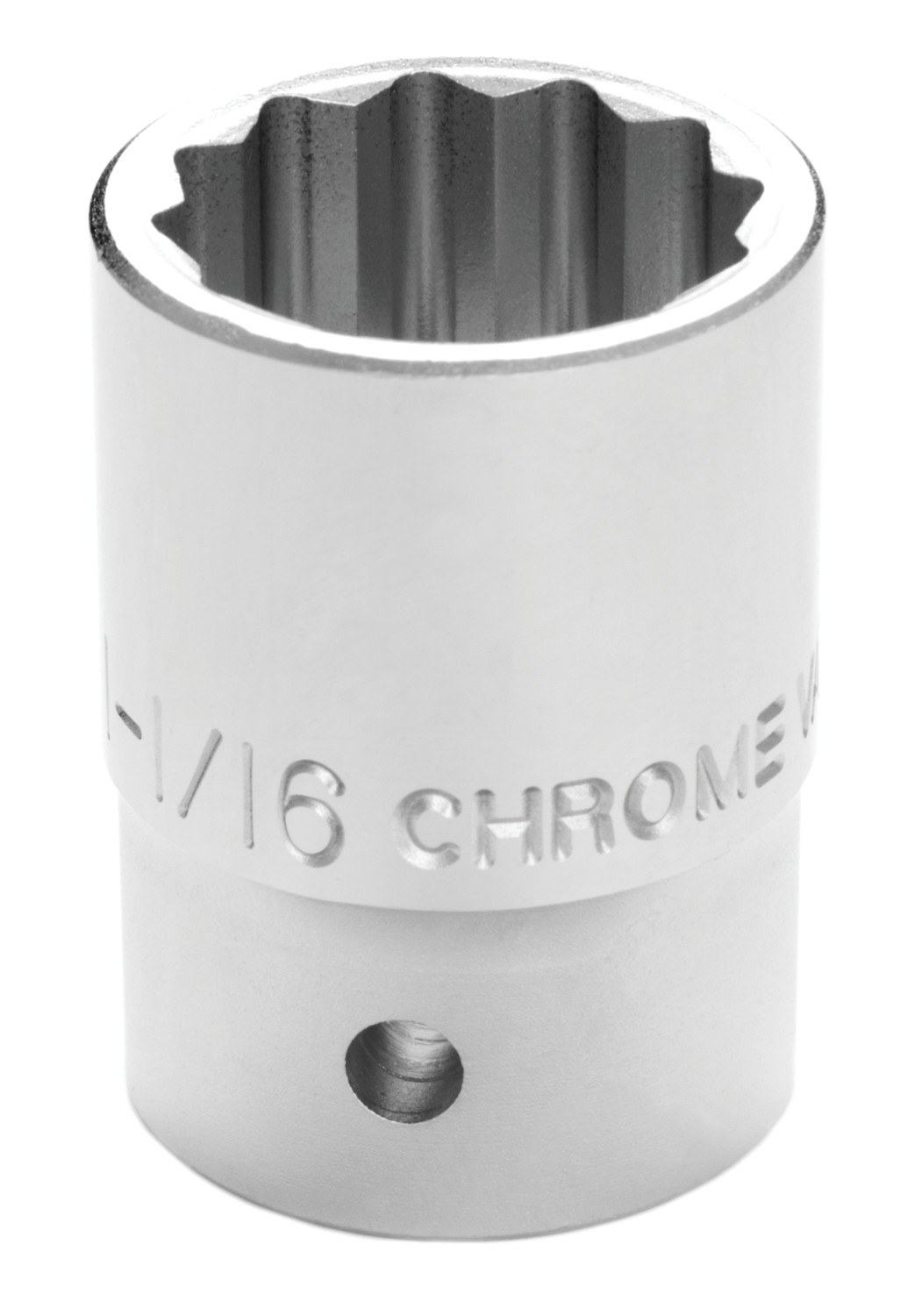 Performance Tool Socket, 3/4 Inch Drive, 1-1/16 Inch, Standard, 12 Point, Polished Nickel Chrome Plated, Vanadium Alloy Steel, Single – W34534