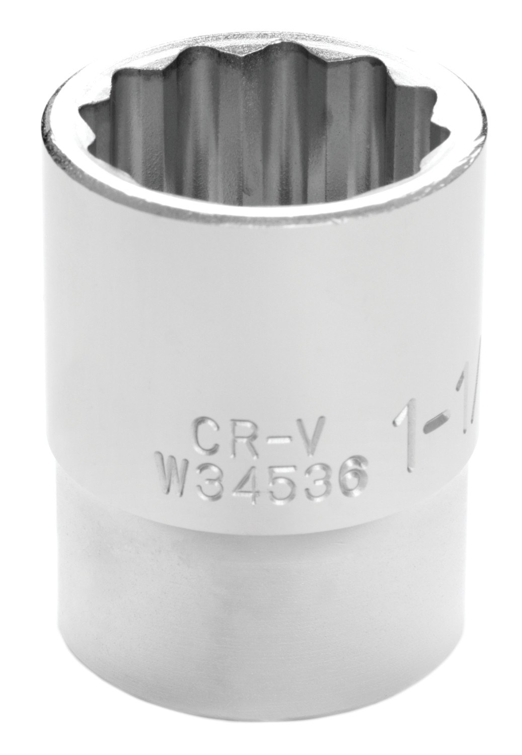 Performance Tool Socket, 3/4 Inch Drive, 1-1/8 Inch, Standard, 12 Point, Polished Nickel Chrome Plated, Vanadium Alloy Steel, Single – W34536
