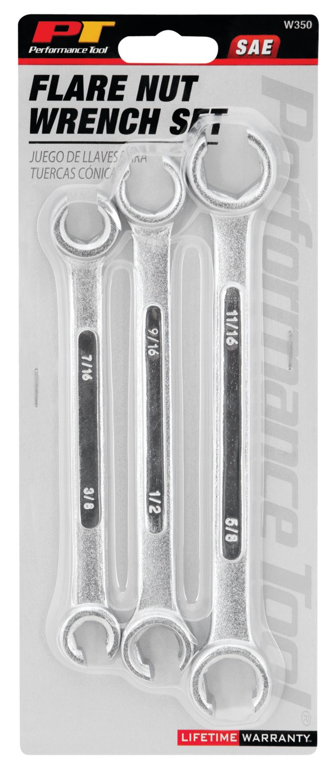 Performance Tool Flare Nut Wrench, For Flare Nuts and Soft Fittings, 3/8 Inch X 7/16 Inch/ 1/2 Inch X 9/16 Inch/ 5/8 Inch X 11/16 Inch – W350