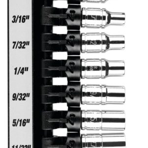 Performance Tool Socket Set, 1/4 Inch Drive, Standard, 6 Point, Chrome Vanadium Steel – W36002