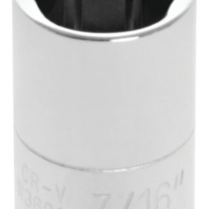 Performance Tool Socket, 1/4 Inch Drive, 7/16 Inch, Standard, 6 Point, Polished Nickel Chrome Plated, Vanadium Alloy Steel, Single – W36014