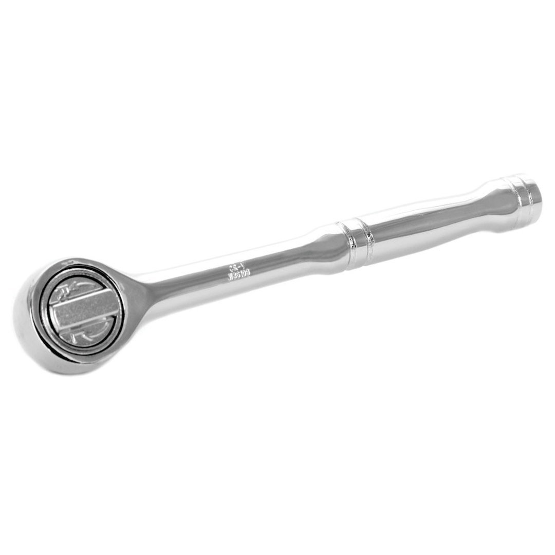 Performance Tool Ratchet, 1/4 Inch Drive X 5-1/2 Inch Length, Round Head, 45 Teeth, Polished Nickel Chrome Plated – W36106
