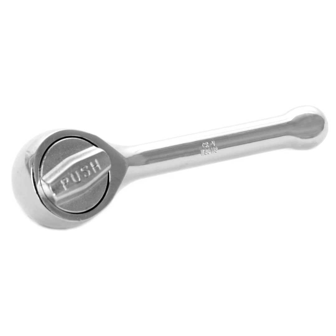 Performance Tool Ratchet, 1/4 Inch Drive X 3-3/4 Inch Length, Quick Release Round Head, 45 Teeth, Polished Nickel Chrome Plated – W36113