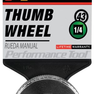 Performance Tool Ratchet, 1/4 Inch Drive, Thumbwheel, Quick Release Head, Non Slip Rubber Grip, 43 Teeth, Single – W36125