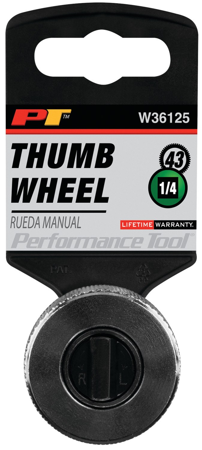 Performance Tool Ratchet, 1/4 Inch Drive, Thumbwheel, Quick Release Head, Non Slip Rubber Grip, 43 Teeth, Single – W36125