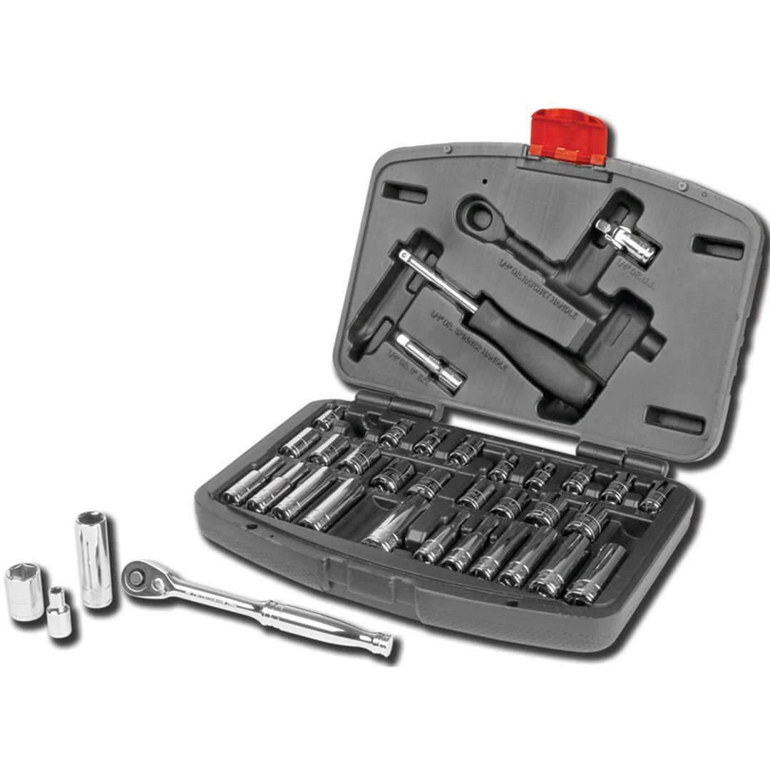 Performance Tool Socket Set, 1/4 Inch Drive, Standard/ Metric, Chrome Vanadium Steel – W36905