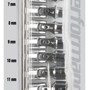 Performance Tool Socket Set, 1/4 Inch Drive, Metric, Flex Socket, Chrome Vanadium Alloy Steel – W36981