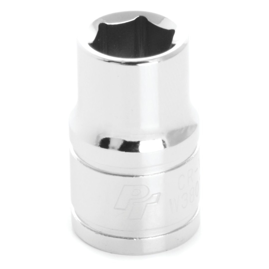 Performance Tool Socket, 3/8 Inch Drive, Standard, 6 Point, Polished Nickel Chrome Plated, Vanadium Alloy Steel, Single – W38012