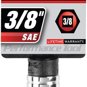 Performance Tool Socket, 3/8 Inch Drive, Standard, 6 Point, Polished Nickel Chrome Plated, Vanadium Alloy Steel, Single – W38012
