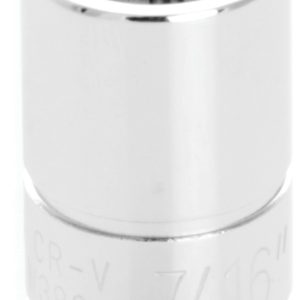 Performance Tool Socket, 3/8 Inch Drive, 7/16 Inch, Standard, 6 Point, Polished Nickel Chrome Plated, Vanadium Alloy Steel, Single – W38014