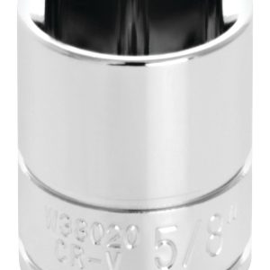 Performance Tool Socket, 3/8 Inch Drive, 5/8 Inch, Standard, 6 Point, Polished Nickel Chrome Plated, Vanadium Alloy Steel, Single – W38020