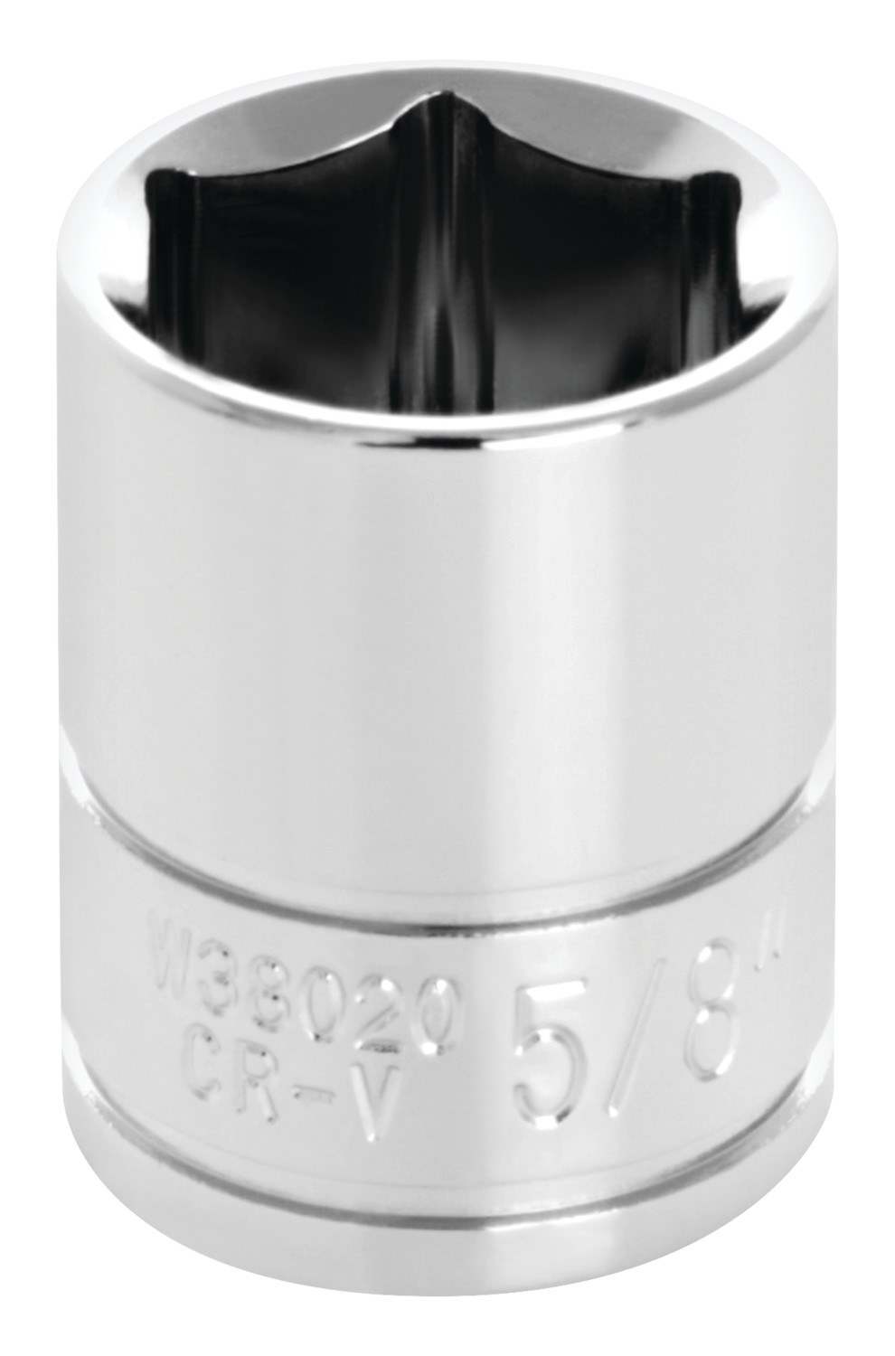 Performance Tool Socket, 3/8 Inch Drive, 5/8 Inch, Standard, 6 Point, Polished Nickel Chrome Plated, Vanadium Alloy Steel, Single – W38020
