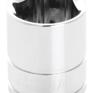 Performance Tool Socket, 3/8 Inch Drive, 3/4 Inch, Standard, 6 Point, Polished Nickel Chrome Plated, Vanadium Alloy Steel, Single – W38024