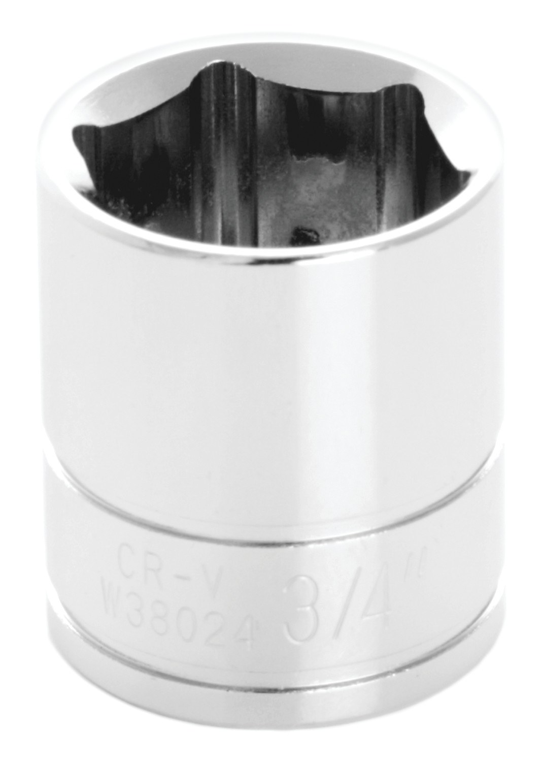 Performance Tool Socket, 3/8 Inch Drive, 3/4 Inch, Standard, 6 Point, Polished Nickel Chrome Plated, Vanadium Alloy Steel, Single – W38024