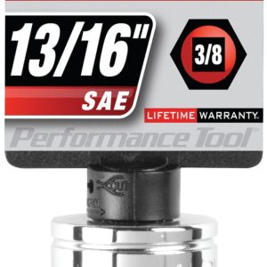 Performance Tool Socket, 3/8 Inch Drive, 13/16 Inch, Standard, 6 Point, Polished Nickel Chrome Plated, Vanadium Alloy Steel, Single – W38026
