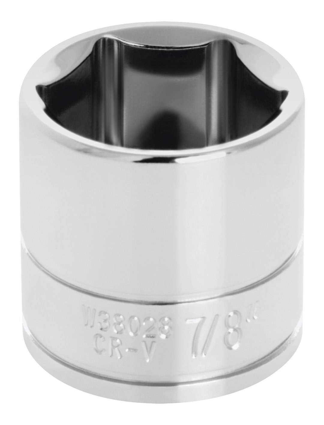 Performance Tool Socket, 3/8 Inch Drive, 7/8 Inch, Standard, 6 Point, Polished Nickel Chrome Plated, Vanadium Alloy Steel, Single – W38028