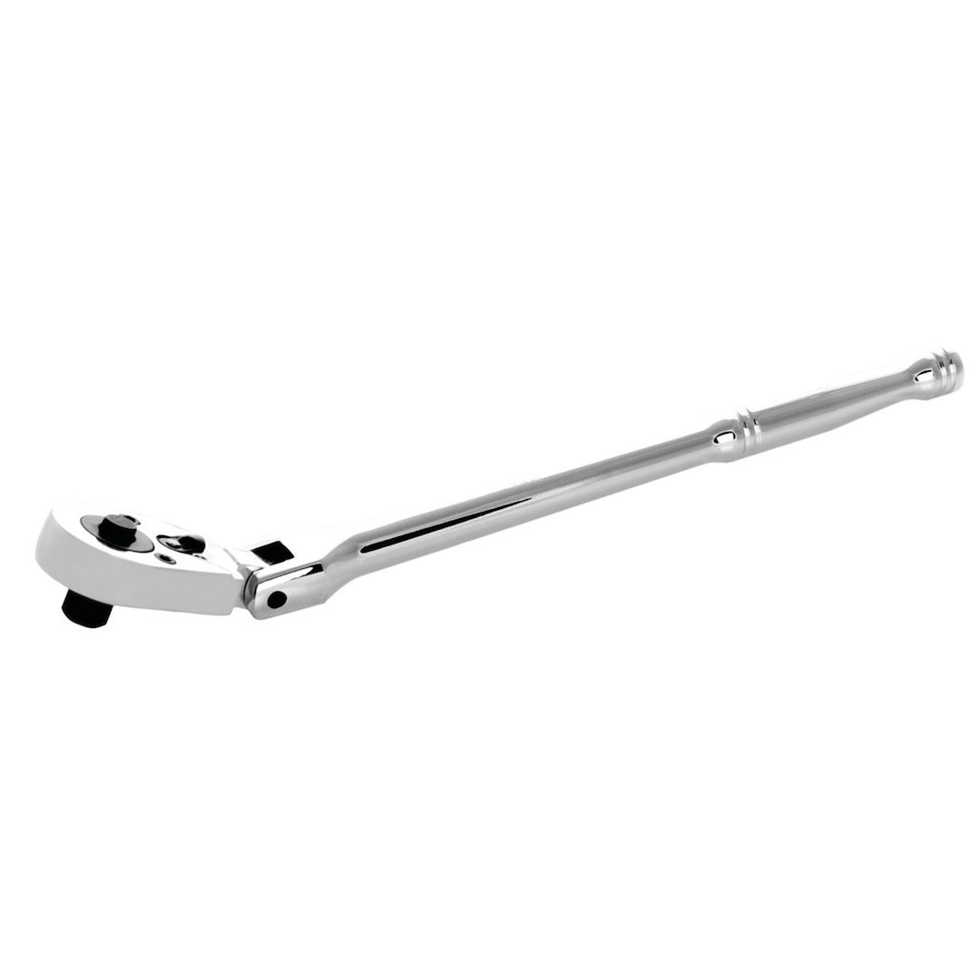 Performance Tool Ratchet, 3/8 Inch Drive X 11-1/2 Inch Length, Quick Release Teardrop Flex Head, 24 Teeth, Polished Nickel Chrome Plated – W38102