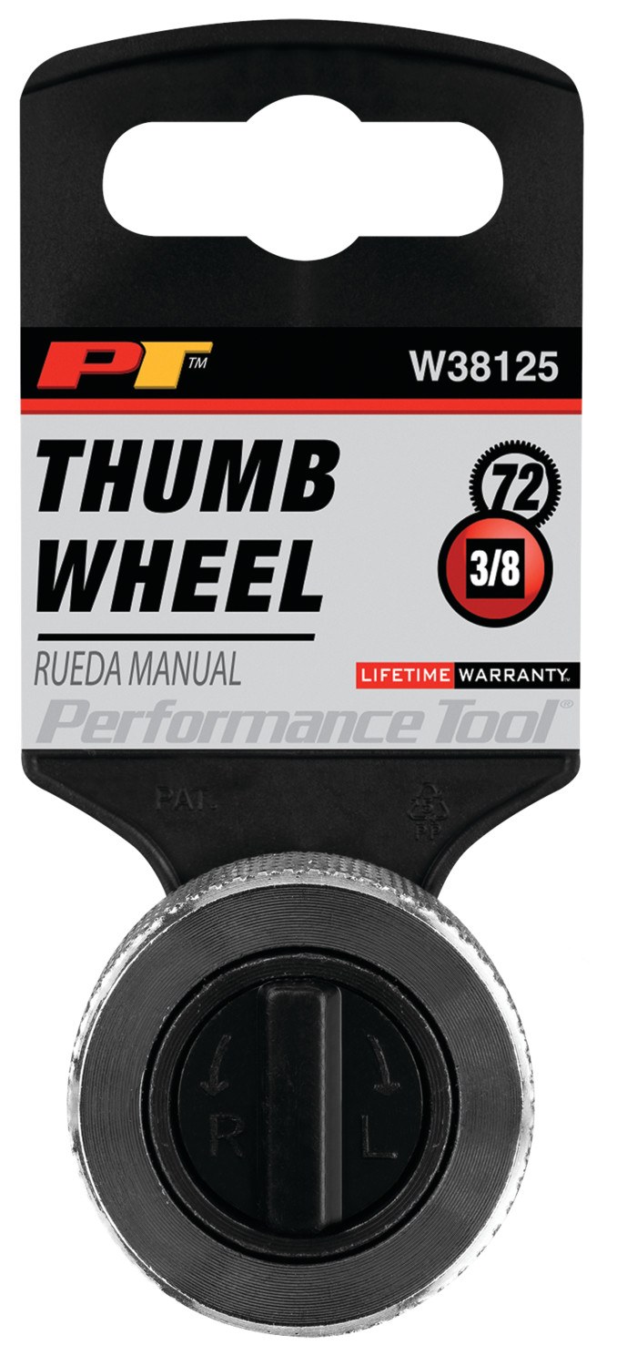 Performance Tool Ratchet, 3/8 Inch Drive, Thumbwheel, Quick Release, Non Slip Rubber Grip, 72 Teeth, Single – W38125