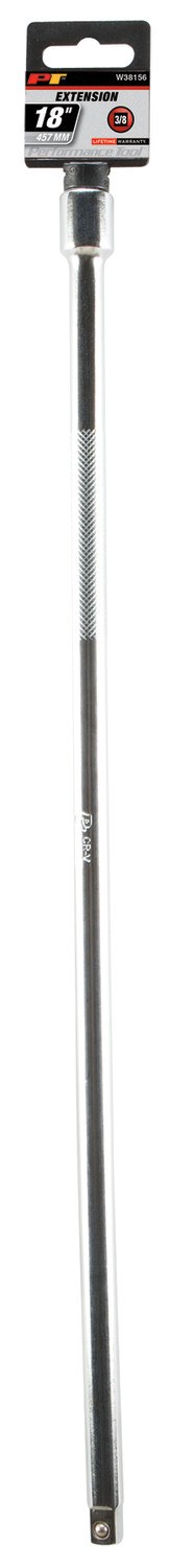Performance Tool Socket Extension, 3/8 Inch Drive, 18 Inch Length, Polished Nickel Chrome Plated, Chrome Vanadium Alloy Steel, Single – W38156