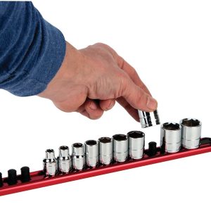 Performance Tool Socket Storage Rail, 3/8 Inch Drive, Red, Single – W38190