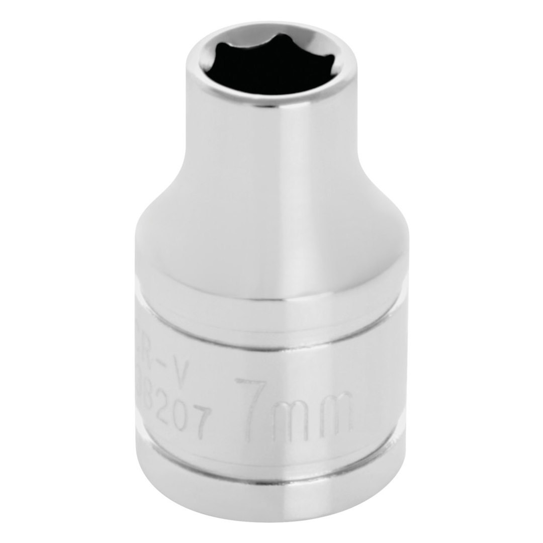Performance Tool Socket, 3/8 Inch Drive, 7 Millimeter, Metric, 6 Point, Polished Nickel Chrome Plated, Vanadium Alloy Steel, Single – W38207