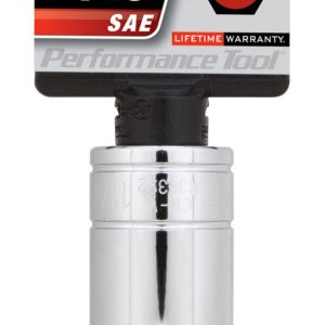 Performance Tool Socket, 3/8 Inch Drive, 11/16 Inch, Standard, Deep Socket, 6 Point, Polished Nickel Chrome Plated, Vanadium Alloy Steel – W38322