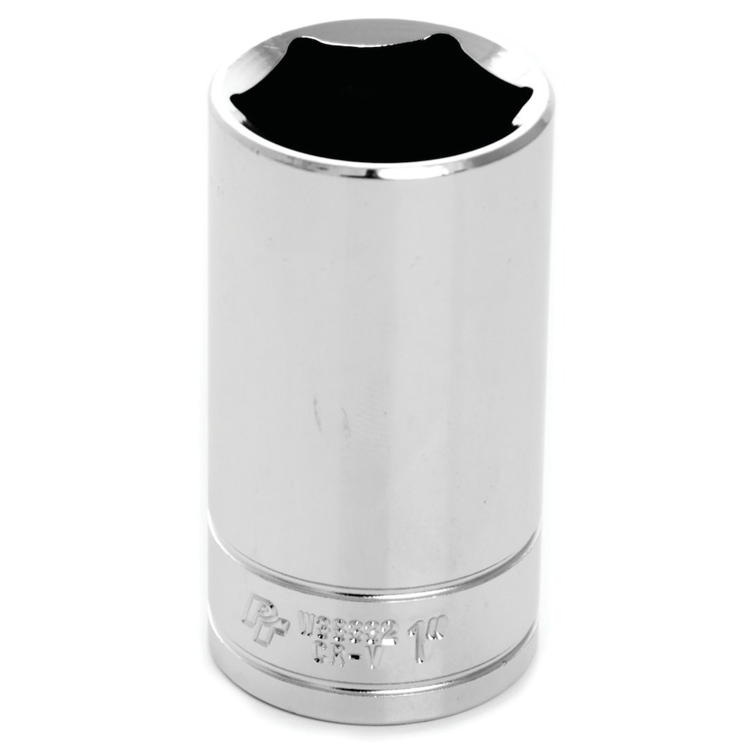 Performance Tool Socket, 3/8 Inch Drive, 1 Inch, Standard, Deep Socket, 6 Point, Polished Nickel Chrome Plated, Vanadium Alloy Steel, Single – W38332