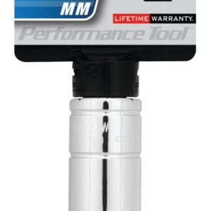 Performance Tool Socket, 3/8 Inch Drive, 9 Millimeter, Metric, Deep Socket, 6 Point, Polished Nickel Chrome Plated, Vanadium Alloy Steel – W38409
