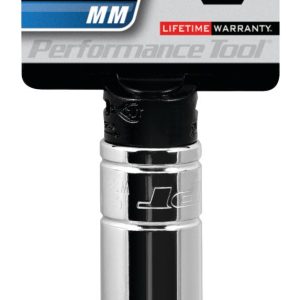 Performance Tool Socket, 3/8 Inch Drive, 10 Millimeter, Metric, Deep Socket, 6 Point, Polished Nickel Chrome Plated, Vanadium Alloy Steel – W38410