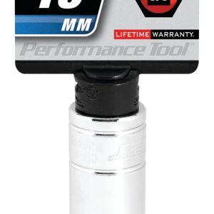 Performance Tool Socket, 3/8 Inch Drive, 13 Millimeter, Metric, Deep Socket, 6 Point, Polished Nickel Chrome Plated, Vanadium Alloy Steel – W38413
