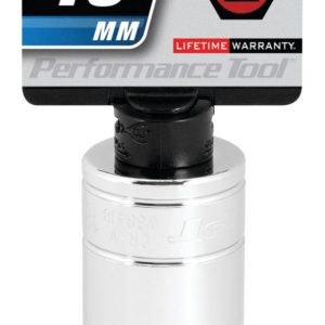 Performance Tool Socket, 3/8 Inch Drive, 18 Millimeter, Metric, Deep Socket, 6 Point, Polished Nickel Chrome Plated, Vanadium Alloy Steel – W38418