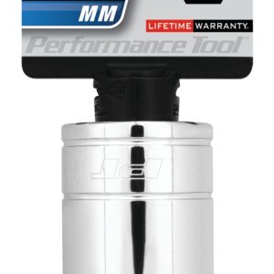 Performance Tool Socket, 3/8 Inch Drive, 21 Millimeter, Metric, Deep Socket, 6 Point, Polished Nickel Chrome Plated, Vanadium Alloy Steel – W38421