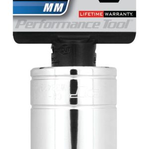 Performance Tool Socket, 3/8 Inch Drive, 22 Millimeter, Metric, Deep Socket, 6 Point, Polished Nickel Chrome Plated, Vanadium Alloy Steel – W38422