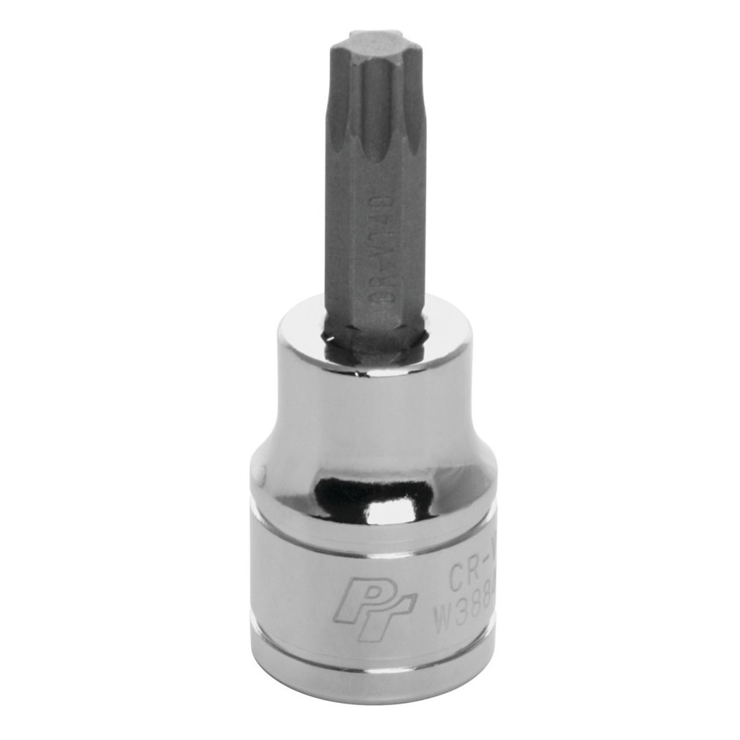 Performance Tool Torx Bit, Use with 3/8 Inch Drive Socket, 6 Point, T40, Polished, Alloy Steel Bit with Chrome Vanadium Steel Socket, Single – W38840