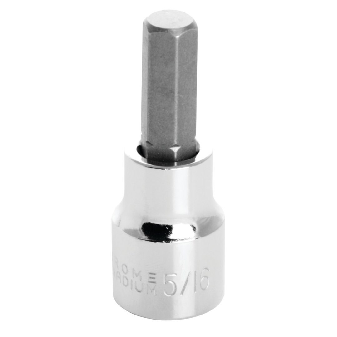 Performance Tool Socket, 3/8 Inch Drive, 5/16 Inch, Standard, Hex Bit Socket, Polished Nickel Chrome Plated, Vanadium Alloy Steel, Single – W38880