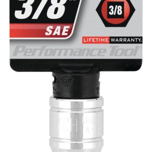 Performance Tool Socket, 3/8 Inch Drive, Standard, Hex Bit Socket, Polished Nickel Chrome Plated, Vanadium Alloy Steel, Single – W38881