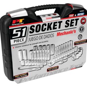Performance Tool Socket Set, 3/8 Inch Drive, Standard/ Metric, Chrome Vanadium Steel – W38905