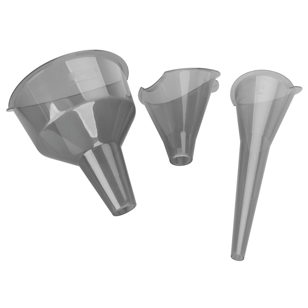 Performance Tool Funnel, Clear View™, Round, Easy Fill, Set of 3 of 0.4 Pint/ 0.6 Pint/ 1.7 Pint Measuring Capacity, Transparent – W4053