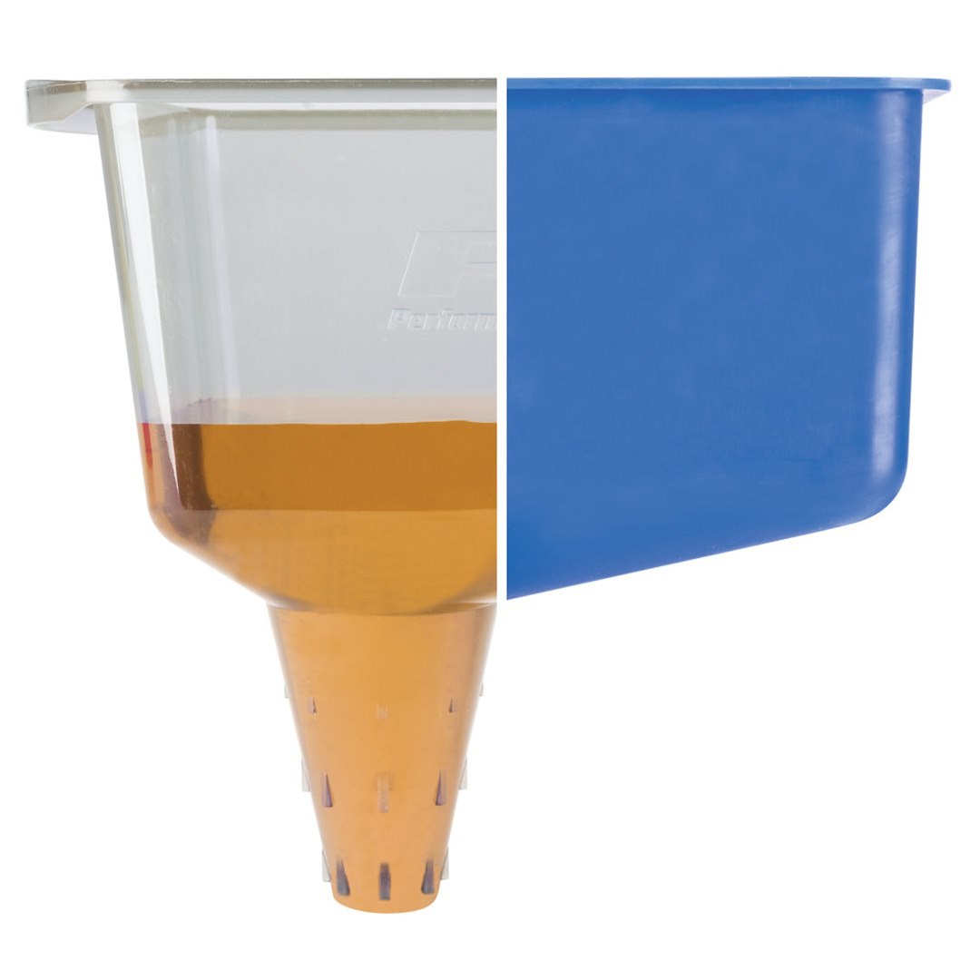 Performance Tool Funnel, Clear View™, Rectangular, Easy Hold, Ridged Spout, 1.7 Pint Capacity, Transparent, Polypropylene – W4055
