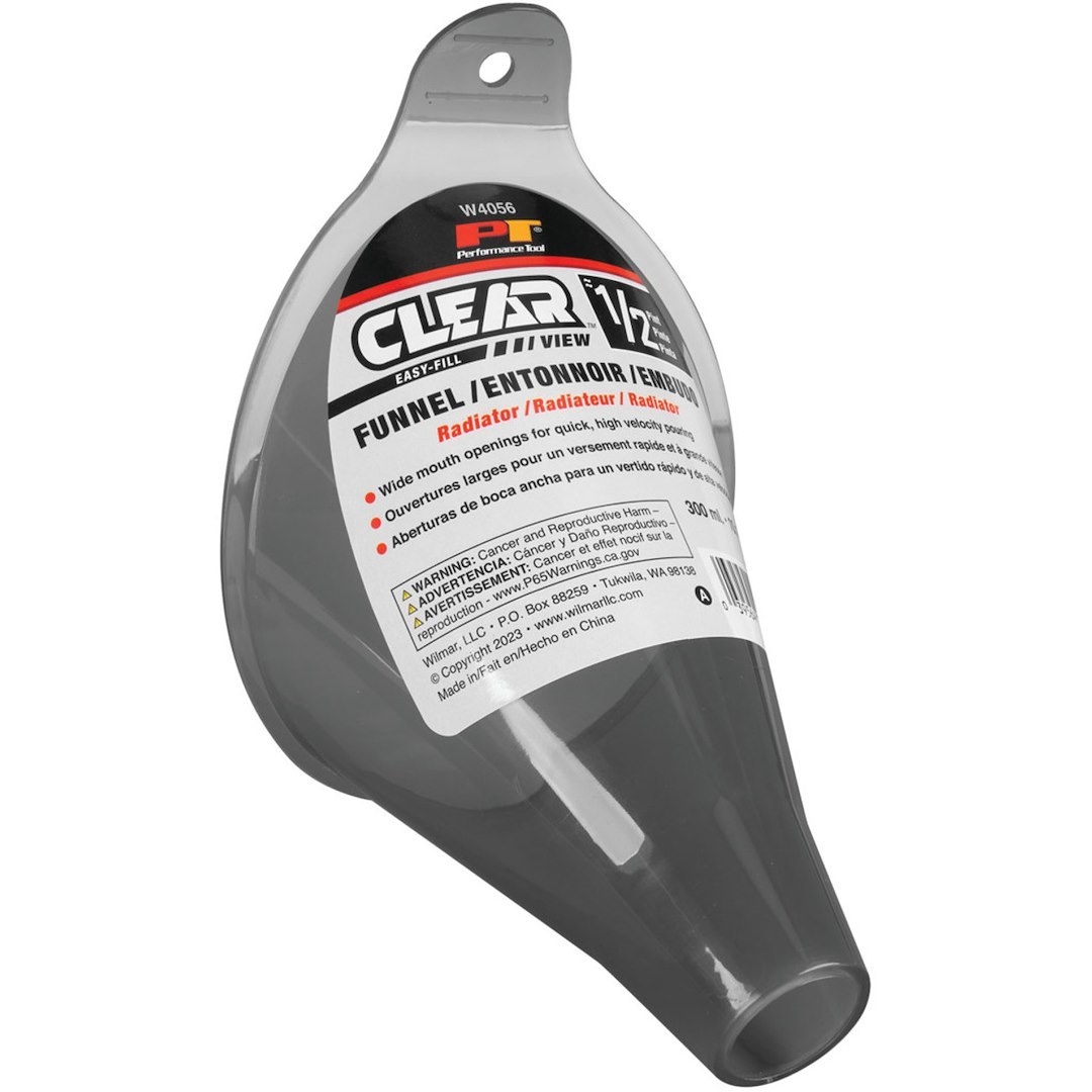 Performance Tool Funnel, Clear View™, Round, Easy Fill, 0.4 Pint Capacity, Transparent, Polypropylene – W4056