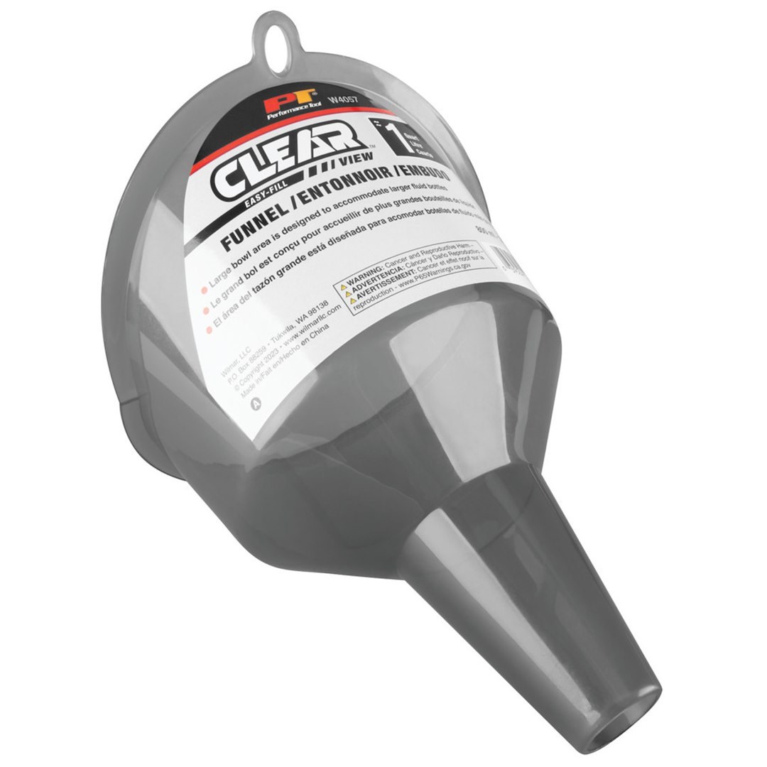 Performance Tool Funnel, Clear View™, Round, Easy Fill, 1.7 Pint Capacity, Transparent, Polypropylene – W4057