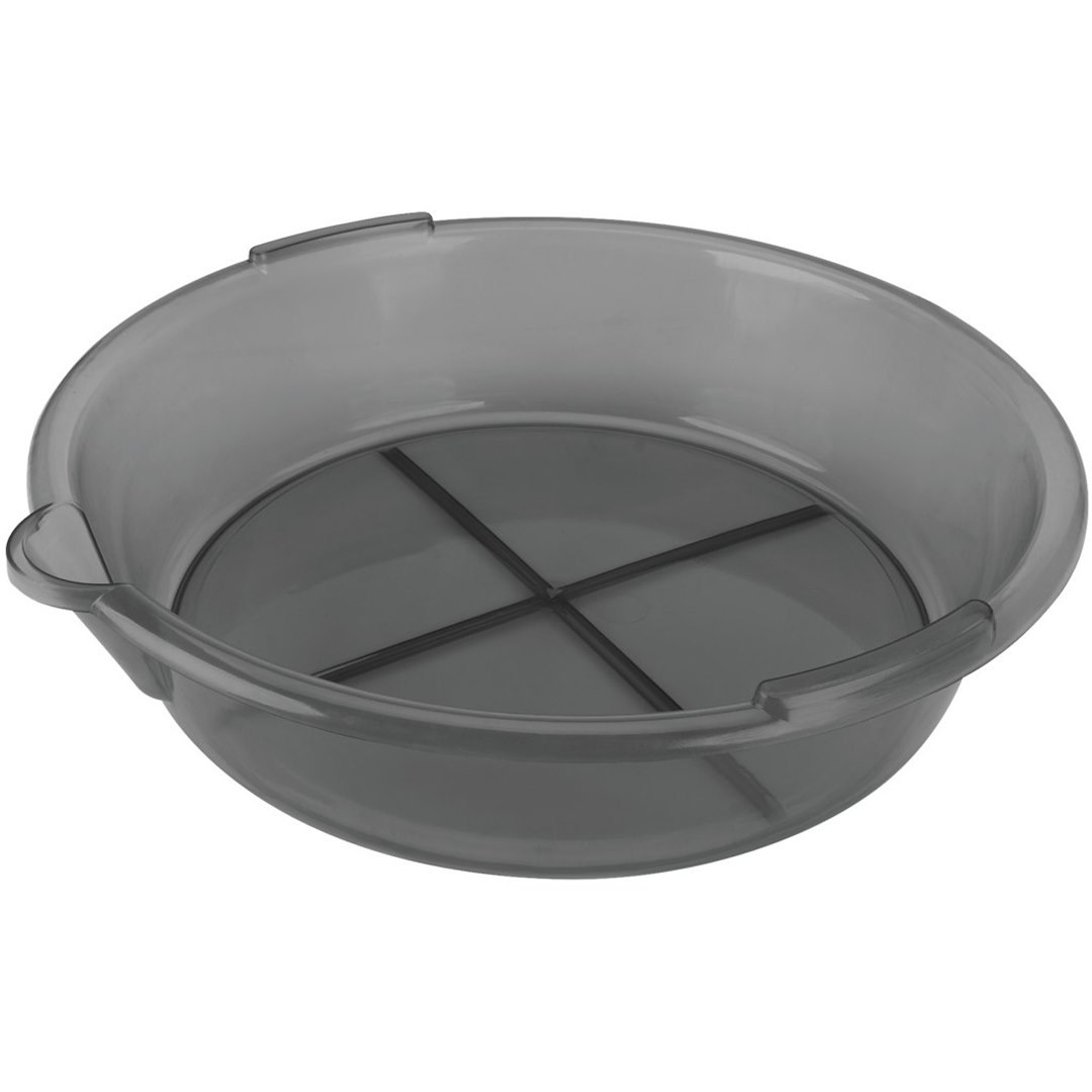 Performance Tool Drain Pan, 7 Quart Capacity, 13-1/2 Inch Top Diameter X 11 Inch Base Diameter, 4 Inch Height, Transparent, Polypropylene – W4068