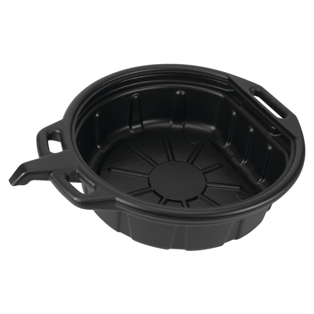 Performance Tool Drain Pan, 4-1/2 Gallon Capacity, Black, Polyethylene, With Handle – W4071