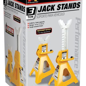 Performance Tool Jack Stand, 3 Ton Capacity, Ratchet Style, 6-7/8 Inch X 7-5/8 Inch Base, 11-1/4 Inch Minimum Height – W41022