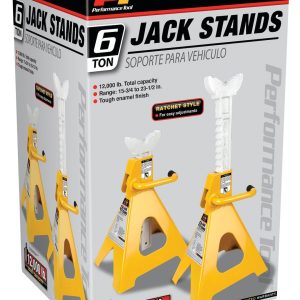 Performance Tool Jack Stand, 6 Ton Capacity, Ratchet Style, 9-5/8 Inch X 10-15/16 Inch Base, 15-1/2 Inch Minimum Height – W41023