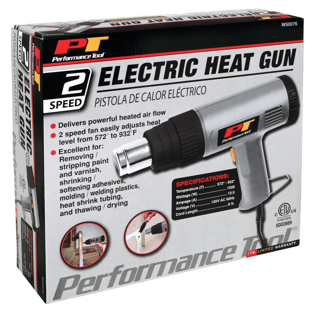 Performance Tool Heat Gun, Electric, Dual Temperature Control, Maximum Temperature Rating 932 Degree Fahrenheit – W50076